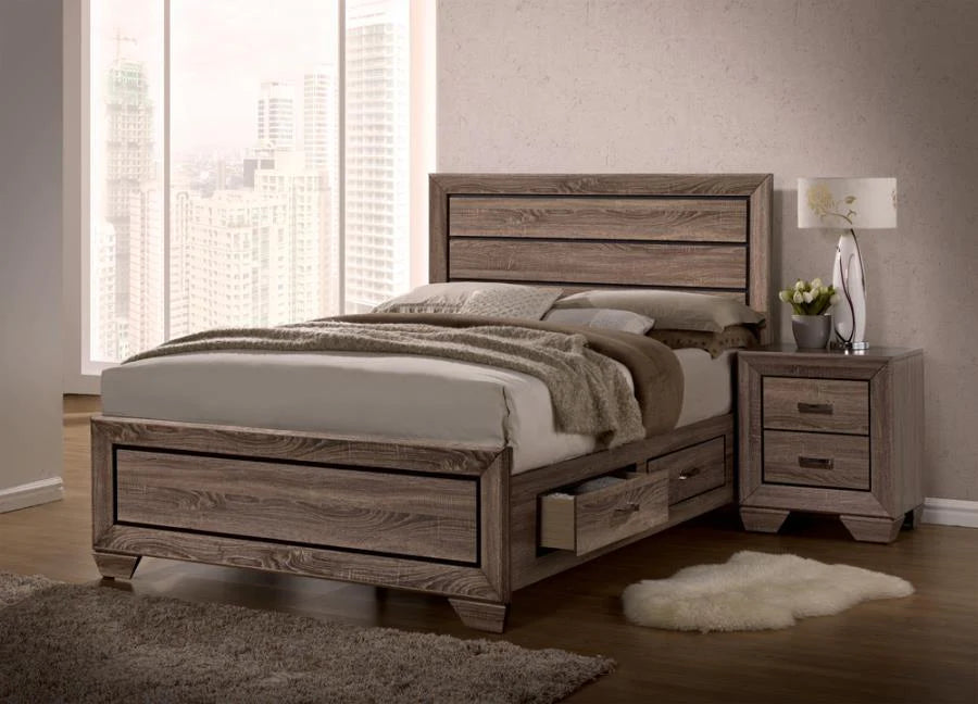 Kauffman storage bed gray brown queen NEW CO-204190Q