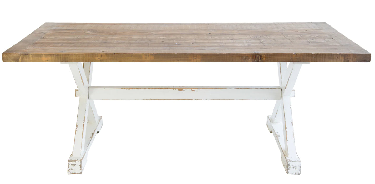 Mimi Dining Table Natural Top Antique White Base REAL Reclaimed Wood NEW NE-1210771-S1 (1210771,1210782)