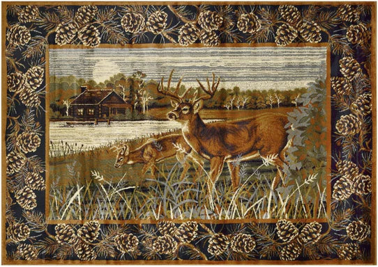 Persian Weavers Wilderness 756 elk cabin runner rug NEW 2x7 PW-WD-7562x7