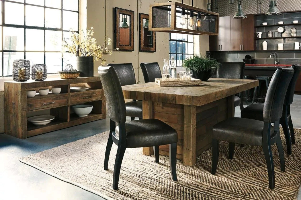 Sommerford REAL Reclaimed Wood Dining Table w/ 6 Chairs 7pc Set NEW AY-D775-25-S1(D775-25,D775-02x6)