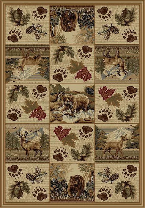 Persian Weavers Wilderness 768 bear fishing elk rug 2x3 NEW PW-WD-7682x3