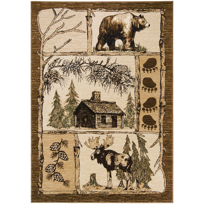 Persian Weavers Lodge 362 bear moose cabin rug 2x3 NEW PW-LD-3622x3