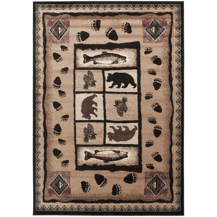 Persian Weavers Lodge 368 bear fish fishing rug 2x3 NEW PW-LD-3682x3