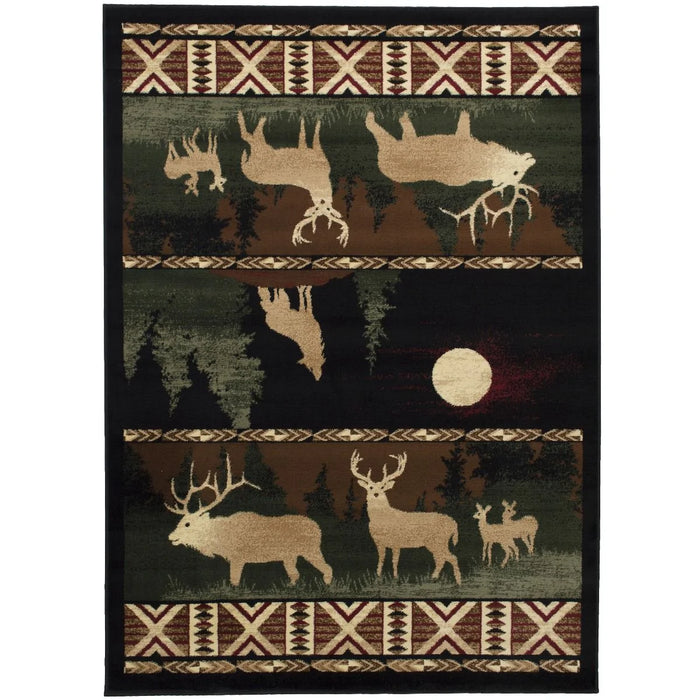 Persian Weavers Lodge 382 elk wolf moon rug 4x6 NEW PW-LD-3824x6