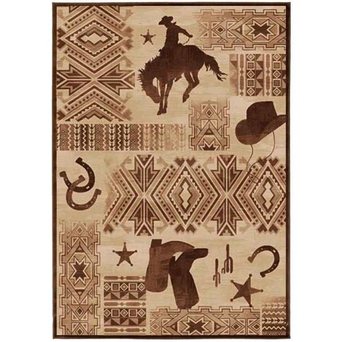 Persian Weavers Lodge 385 cowboy horse rodeo round rug 6x6 NEW PW-LD-3856x6