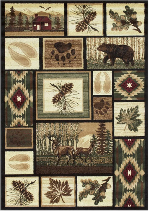 Persian Weavers Lodge 386 bear elk cabin runner rug 2x7 NEW PW-LD-3862x7