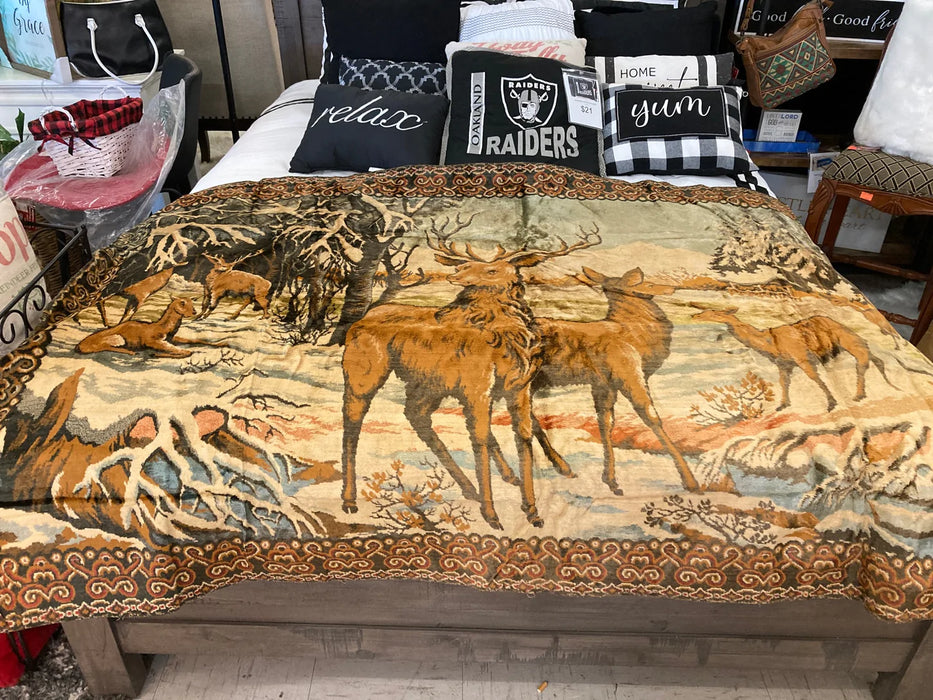 Vintage deer tapestry/rug 29976