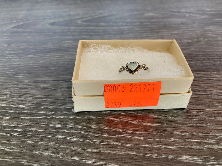 Sterling silver heart rhinestone ring 30003