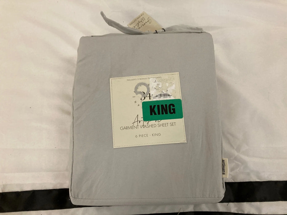 Artisan garment washed 6 piece king sheet set NEW 30033