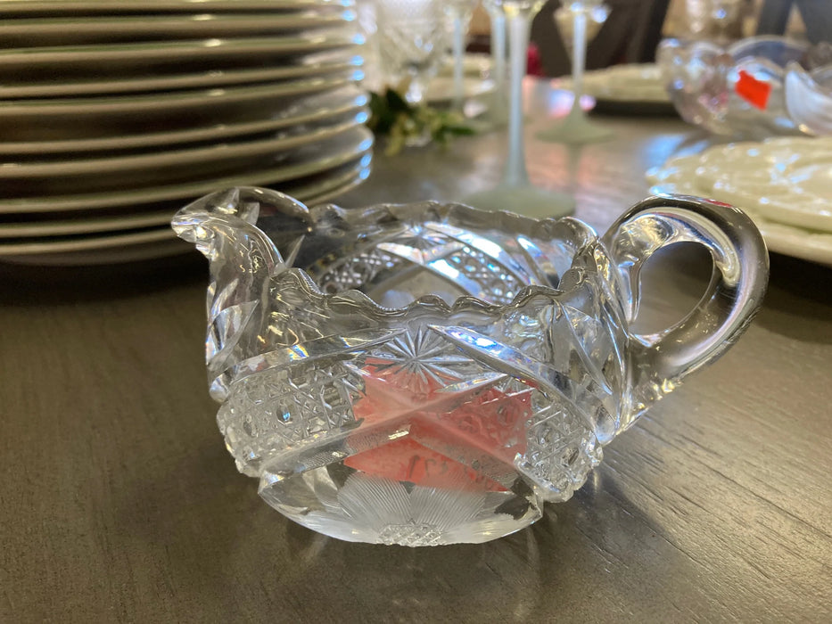 Small crystal etch creamer with handle 30103