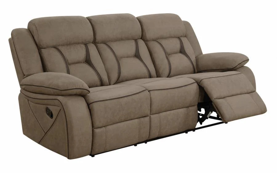 Higgins tan motion sofa/couch NEW CO-602264