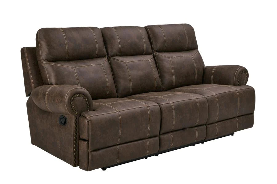 Brixton reclining sofa buckskin brown faux suede NEW CO-602441
