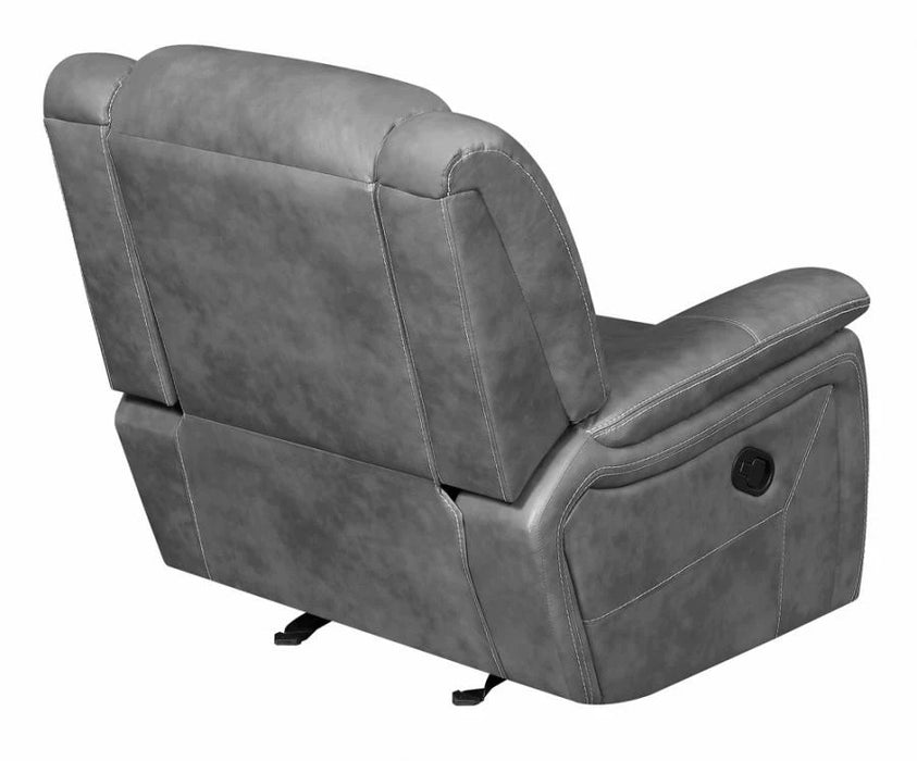 Conrad upholstered motion glider recliner grey/gray NEW CO-650356