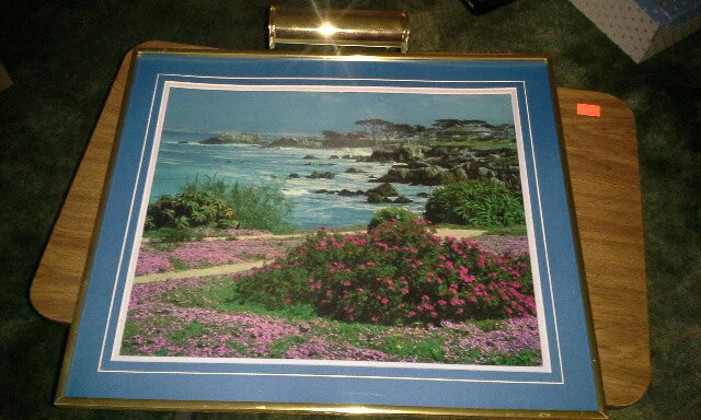 Print, rocky beach w lighthouse R15950