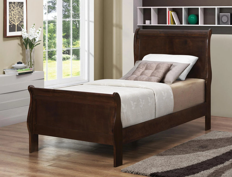 Louis Philippe bed, twin sleigh cappuccino CO-202411T