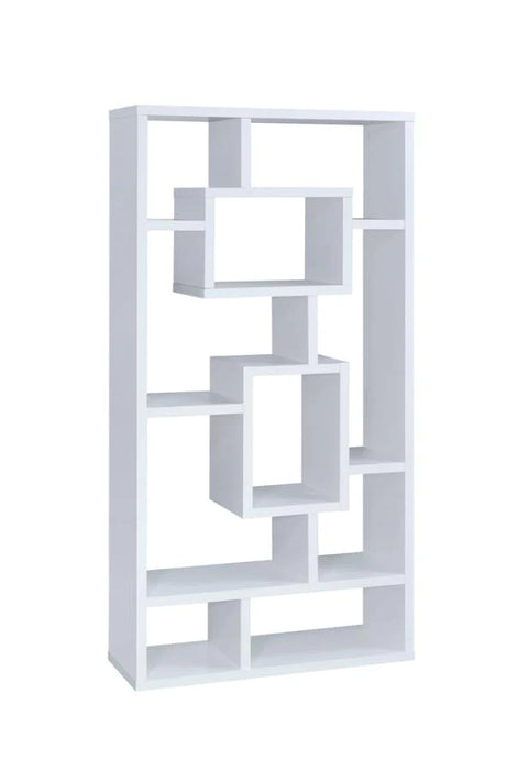 Cabianca 10-shelf geometric bookcase white NEW CO-800157