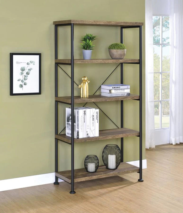 Analeise bookcase display shelf rustic oak finish NEW CO-802543