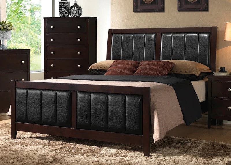 Carlton wood/leather type bed queen NEW CO-202091Q