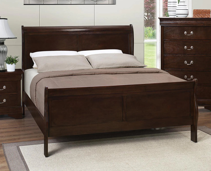 Louis Philippe bed, queen sleigh cappuccino CO-202411Q
