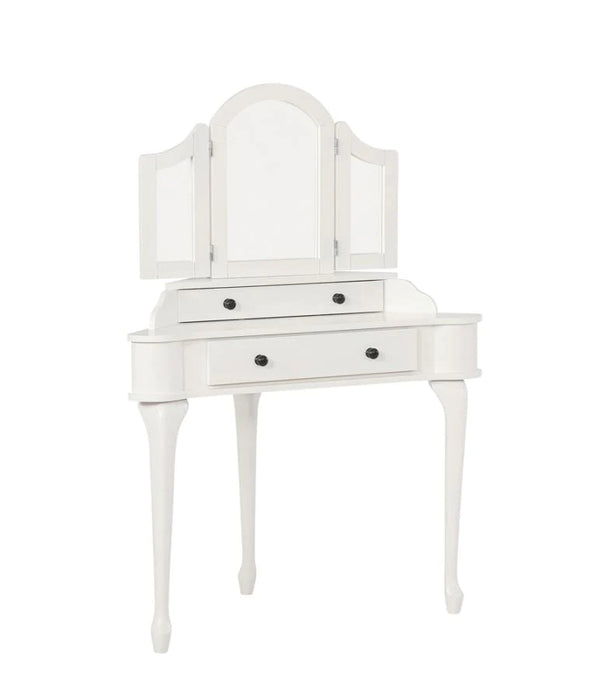 Corner vanity, tri-fold mirror, stool white 3pc set NEW CO-930132