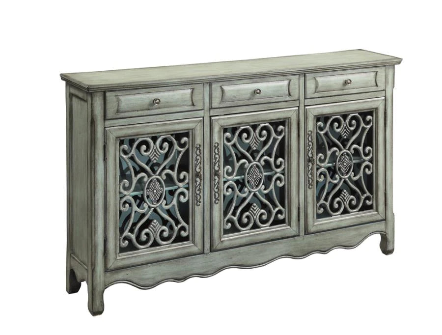 Accent cabinet TV stand antique green finish NEW CO-950357