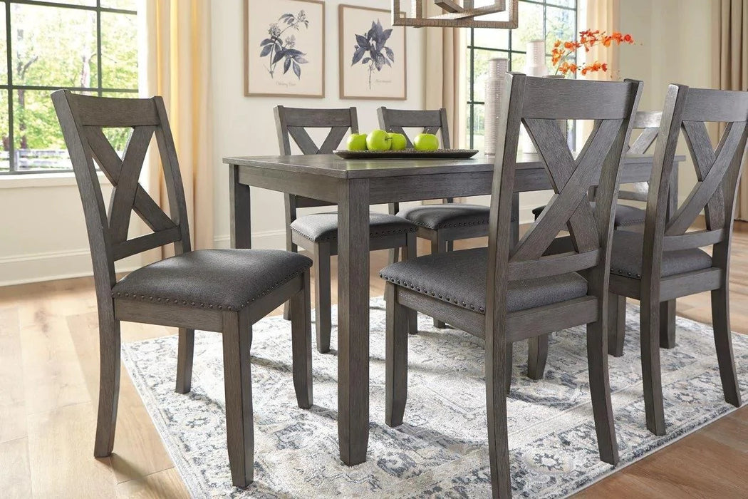 Caitbrook Dining Table and Chairs Gray (Set of 6) NEW AY-D388-425