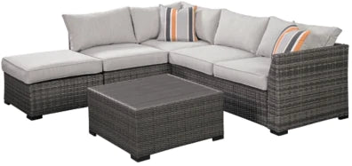 Cherry Point patio outdoor sectional sofa set w/ chaise, coffee table 4pc set NEW AY-P301-070