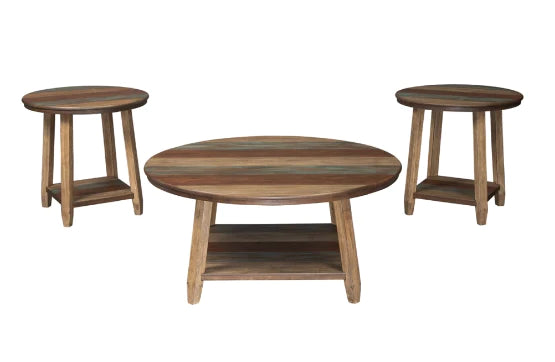 Raebecki Coffee and End Tables (Set of 3) Plank Style NEW AY-T221-13