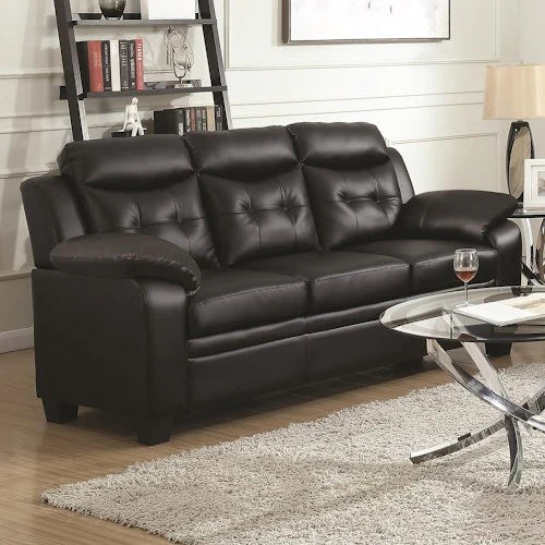 Finley leatherette sofa black NEW CO-506551