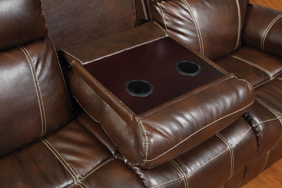 Myleene motion reclining sofa w drop-down table chestnut brown leather type NEW CO-603021