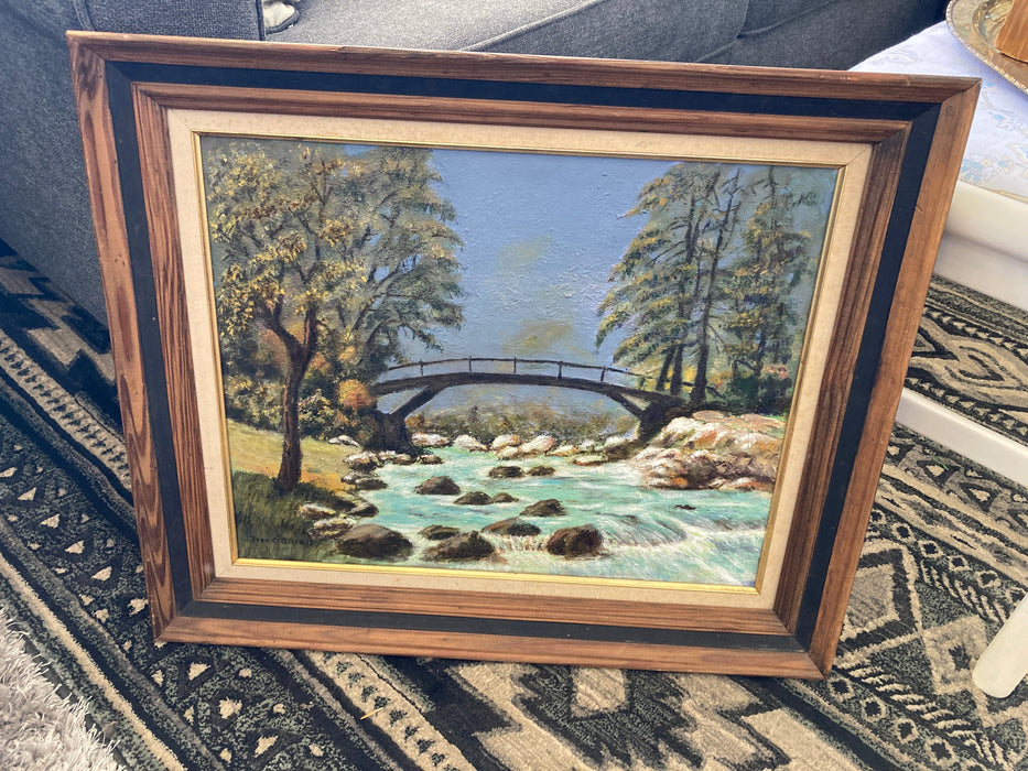 Jim O'Brien LOCAL ARTIST LOCAL PLACE Bridge at Boulder Creek framed signed painting 28078