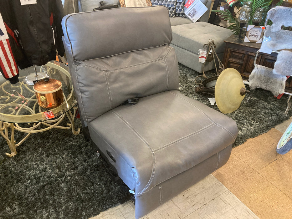 Grey armless reclining chair, Albany Motion Collection, by Coaster, slightly used 28252