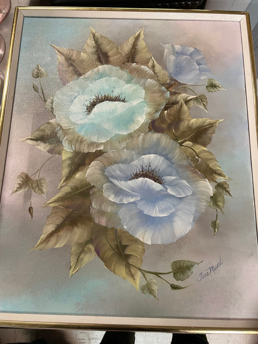 Blue flower painting framed picture by Tina Mund 28138