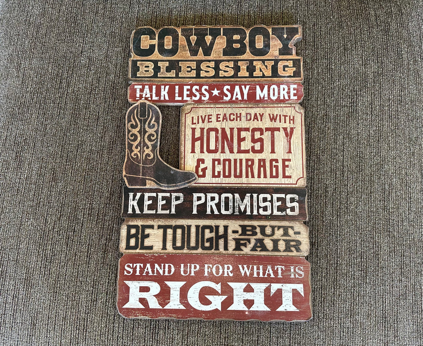 Cowboy blessing wooden sign 30491