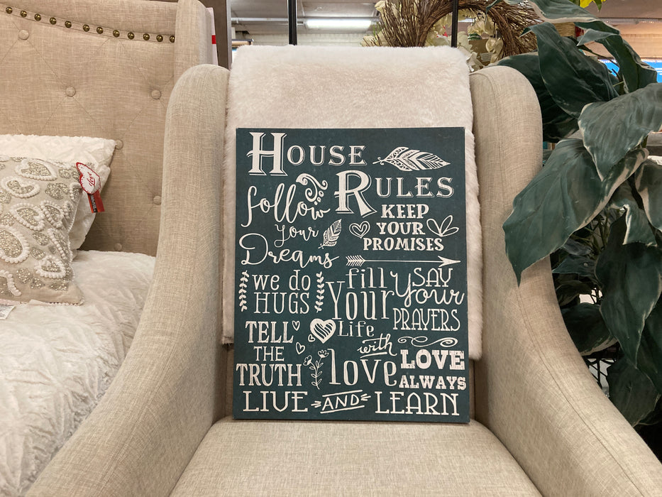 House rules canvas sign 30290