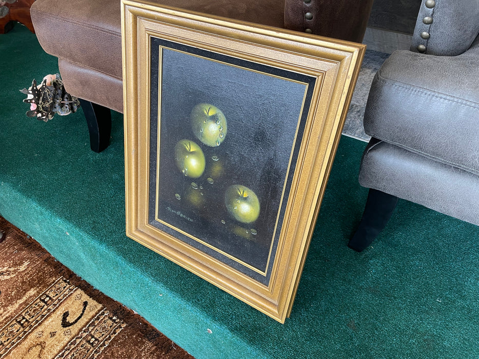 Green Apple framed painting picture by local artist Jim O'Brien 30572
