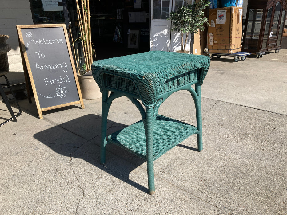 Hickory Chair green wicker nightstand 30669