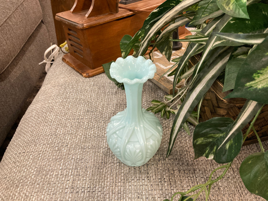 Vallerystahl France blue milk glass vase 30680
