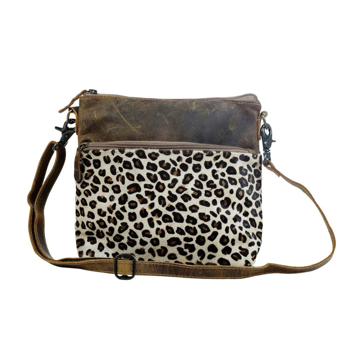 Feline Hairon & Leather Leopard Print Shoulder Crossbody Purse Hand Crafted Myra Bag NEW MY-S-2845