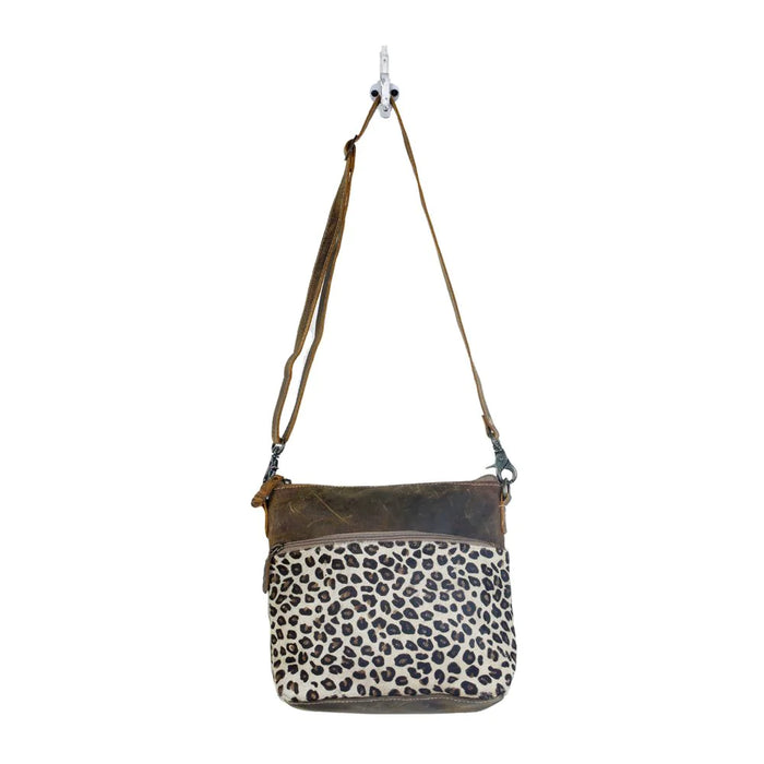 Feline Hairon & Leather Leopard Print Shoulder Crossbody Purse Hand Crafted Myra Bag NEW MY-S-2845