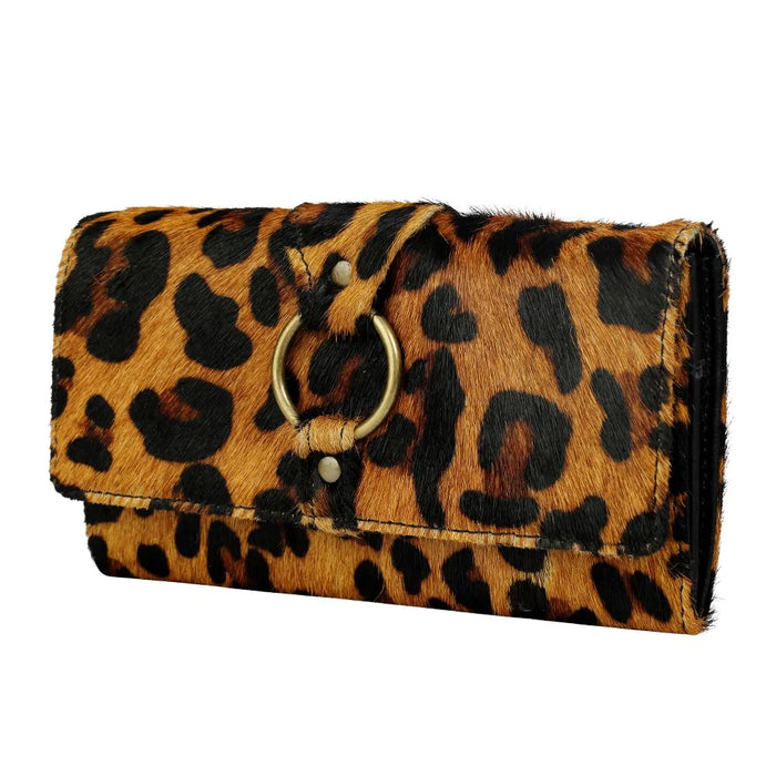 Snazzy Hairon & Leather Leopard Print Wallet Hand Crafted Myra Bag NEW MY-S-3127