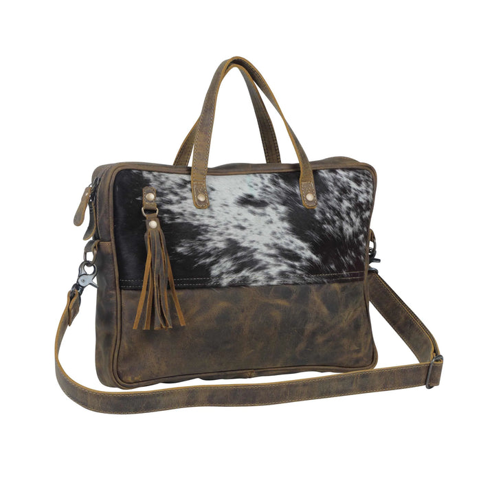 Sombre Hues Cowhide & Leather Laptop Bag Hand Crafted Myra Bag NEW MY-S-3819