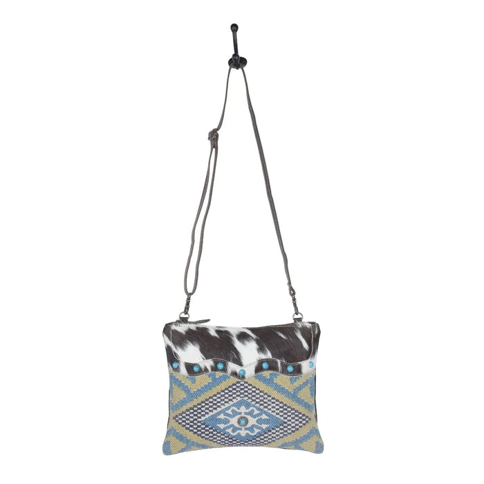 Tufts Pattern Lines Cowhide & Leather Small Shoulder & Crossbody Purse Hand Crafted Myra Bag NEW MY-S-4683