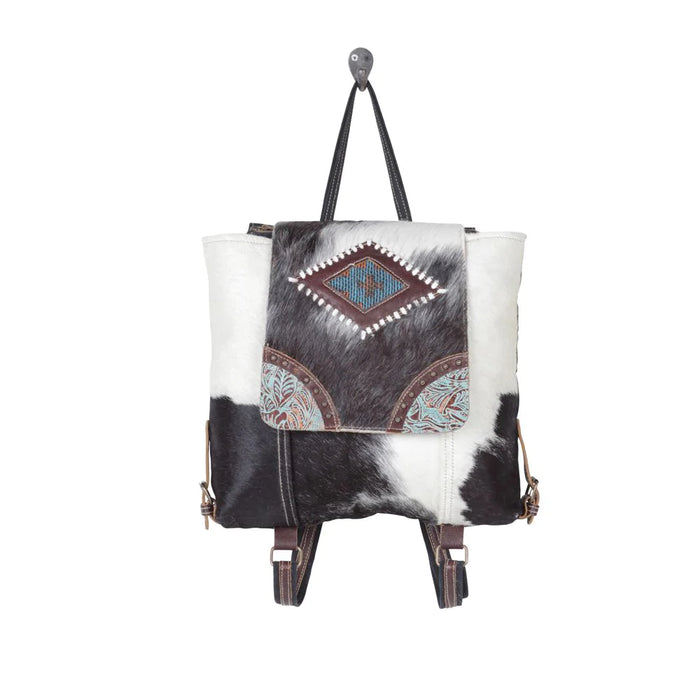 Hercule Rug, Canvas, Cowhide & Leather Backpack Hand Crafted Myra Bag NEW MY-S-5269