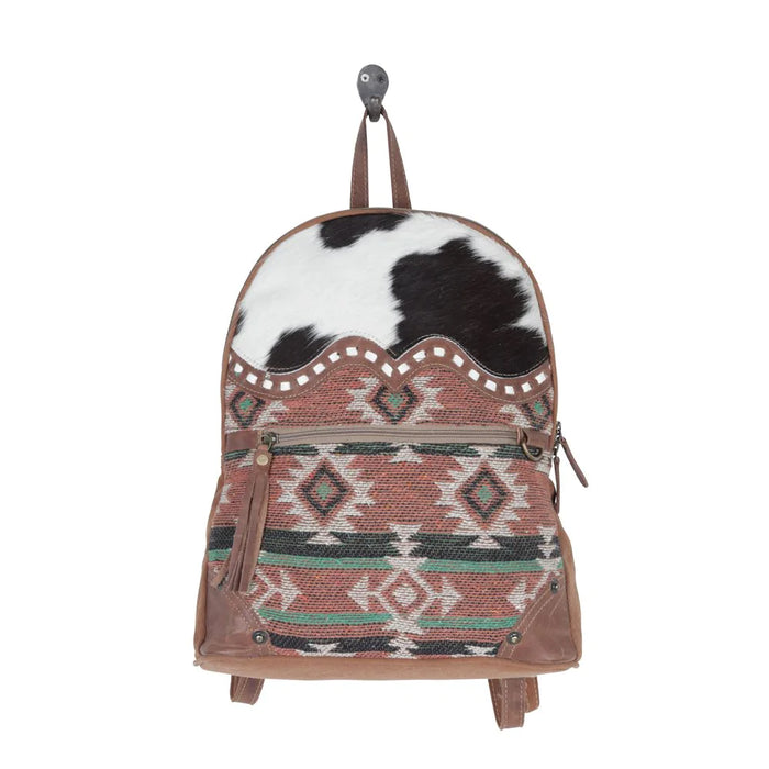 Avery Cowhide, Leather, Rug & Canvas Backpack Saddle Blanket Style Hand Crafted Myra Bag NEW MY-S-5294